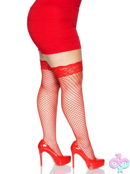 Plus Size Stay Up Lace Top Spandex Industrial Net Thigh Highs