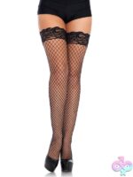 Stay Up Lace Top Spandex Industrial Net Thigh-Highs by Leg Avenue