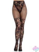 French Cut Dahlia Lace Tights Net Thigh Detail
