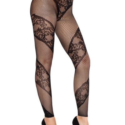 Lace and Net Illusion Footless Tights by Leg Avenue