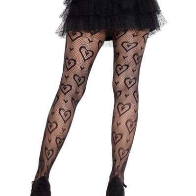 Double Heart Net Tights