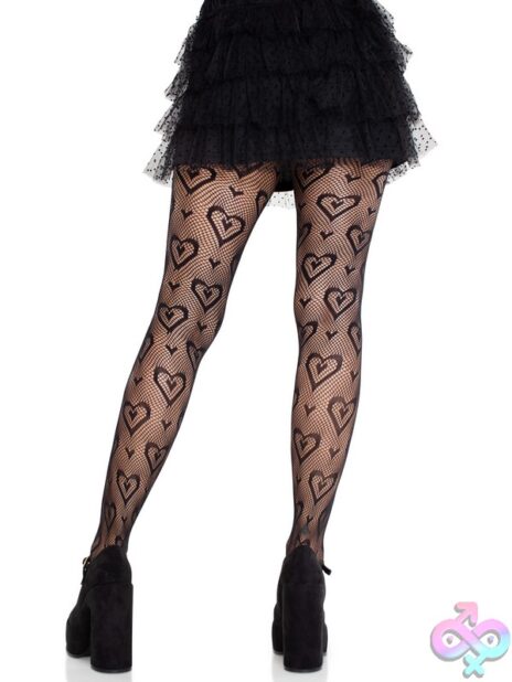 Double Heart Net Tights