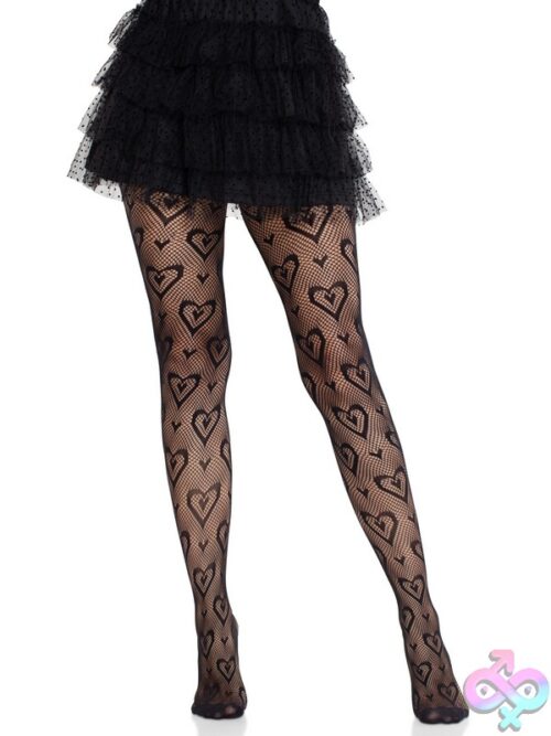 Double Heart Net Tights