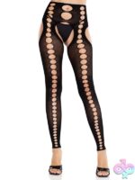 Seamless Opaque Cut Out Footless Suspender Hose by Leg Avenue