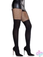 Seamless Opaque Garter Illusion Tights Net Thigh Detail