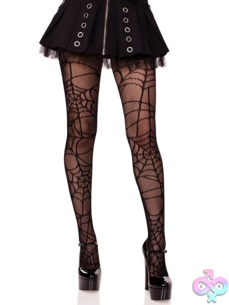 Spiderweb Net Tights by Leg Avenue — bold web-pattern hosiery for lingerie