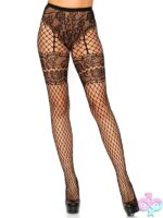 Illusion Garter Lace French Cut Industrial Net Tights by Leg Avenue
