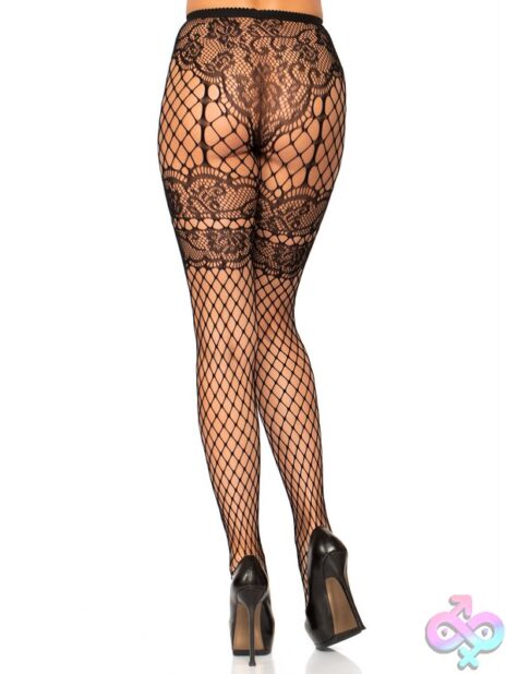 Lace French Cut Illusion Garter Industrial Net Tights