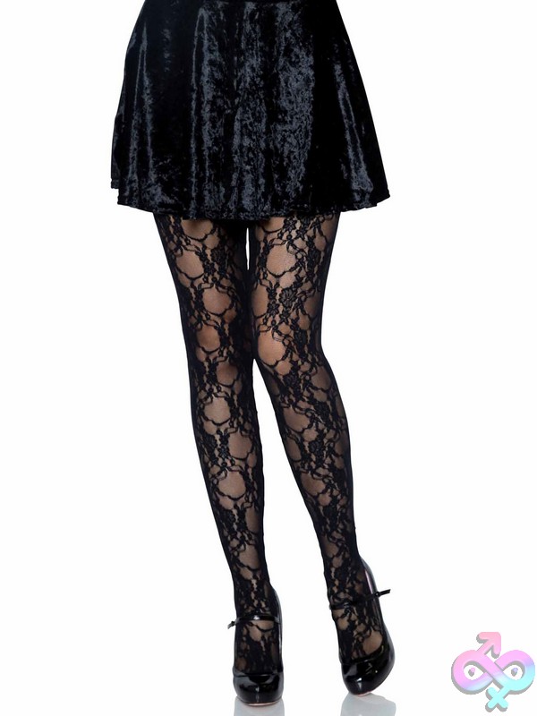 Discreet-Toys-Leg-Avenue-Hosiery-9653_01_001 Floral Lace Tights By Leg Avenue — Sheer Floral Pattern Hosiery For Lingerie Styling