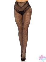 French Cut Crotchless Fishnet Tights Heart Backseam and Cheeky Open Back by Leg Avenue