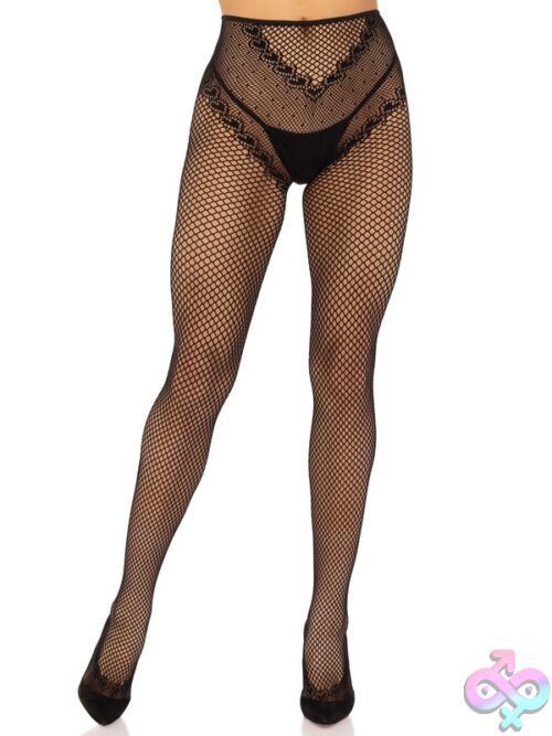 French Cut Crotchless Fishnet Tights Heart Backseam And Cheeky Open Back