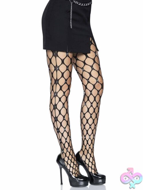 Rhinestone Jumbo Pothole Net Tights
