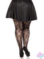 Plus Size Seamless Chantilly Floral Lace Tights