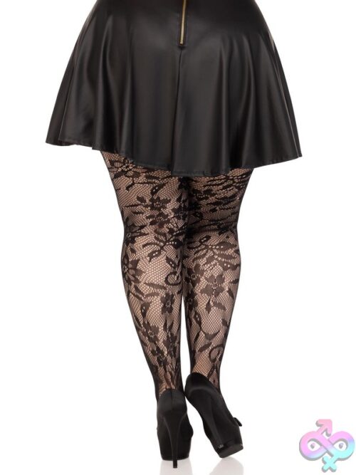 Plus Size Seamless Chantilly Floral Lace Tights