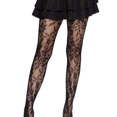 Seamless Chantilly Floral Lace Tights by Leg Avenue — elegant sheer lace tights