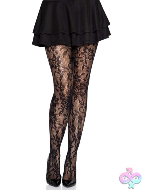 Seamless Chantilly Floral Lace Tights