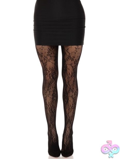 Garden Rose Lace Tights by Leg Avenue — floral lace stockings for her pleasure