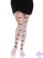 Sweetheart Striped Net Tights Keyhole and Mini Bow Detail