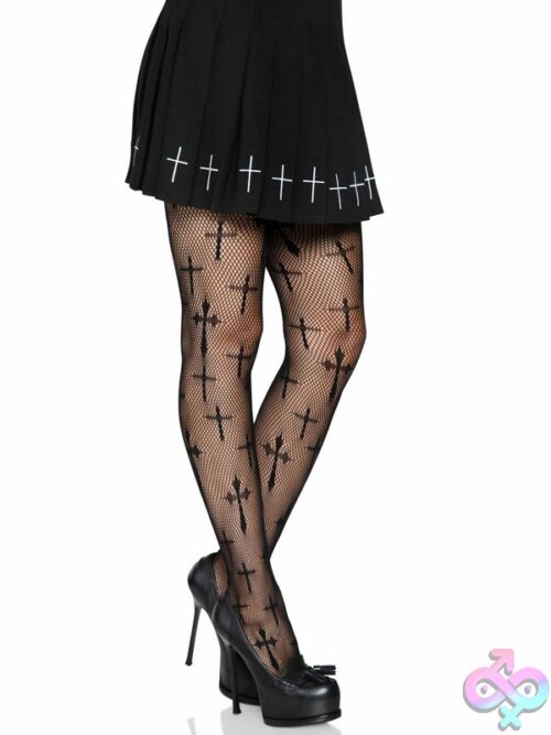 Worship Me Cross Net Tights