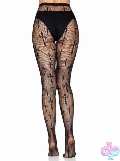Worship Me Cross Net Tights