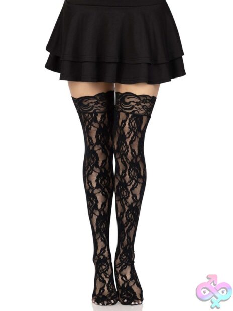 Lace Top Rose Lace Thigh Highs