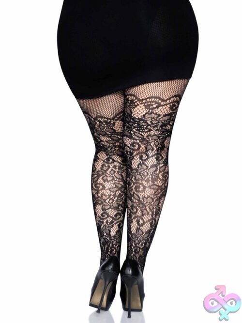 Plus Size Floral Vine Net Tights