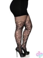 Plus Size Floral Vine Net Tights
