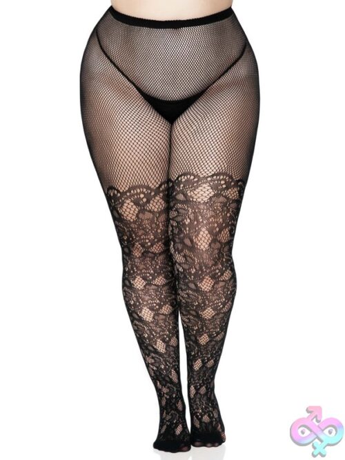 Plus Size Floral Vine Net Tights