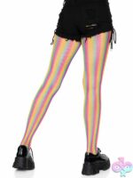 Neon Rainbow Striped Fishnet Tights