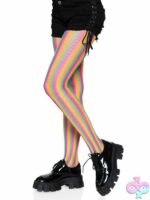 Neon Rainbow Striped Fishnet Tights
