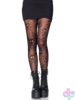 Pirate Booty Skull Net Tights by Leg Avenue — skull pattern fishnet lingerie stockings