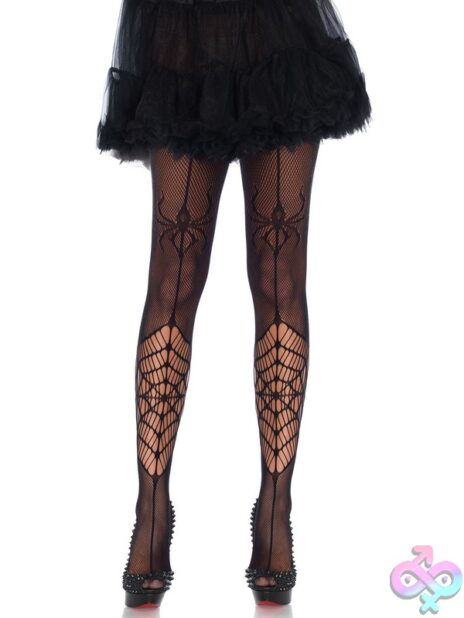 Itsy Bitsy Spider Net Tights by Leg Avenue — spider web pattern sheer stockings