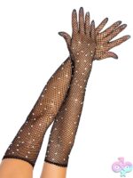 Rhinestone Fishnet Opera Length Gloves by Leg Avenue — sultry boudoir accessory