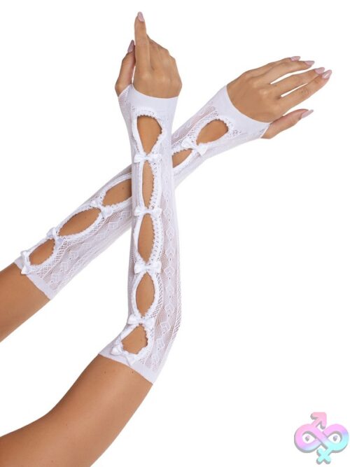 Sweetheart Striped Keyhole Arm Warmers Mini Bow Accents