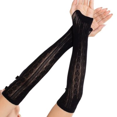 Sweetheart Striped Keyhole Arm Warmers Mini Bow Accents