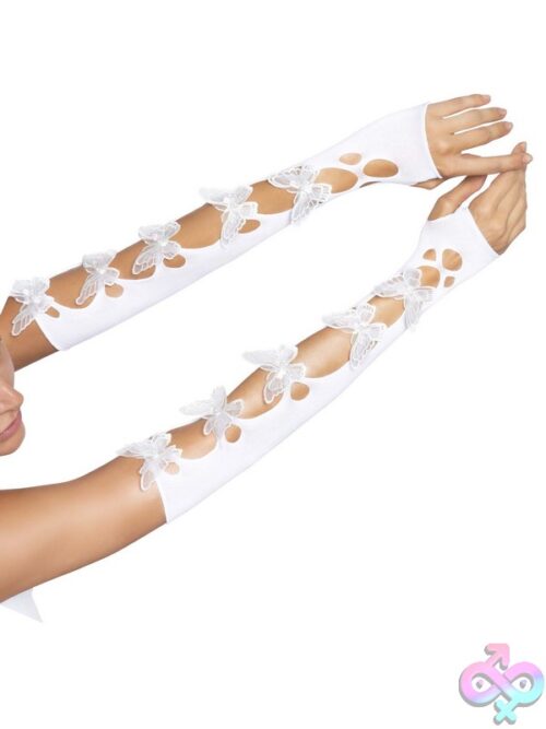 Opaque Net Cut Out Butterfly Applique Arm Warmers