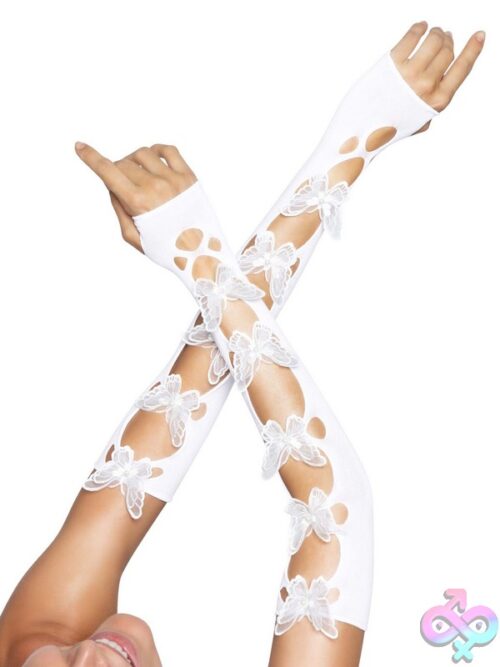 Opaque Net Cut Out Butterfly Applique Arm Warmers