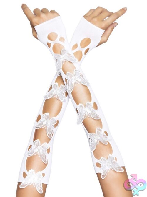 Opaque Net Cut Out Butterfly Applique Arm Warmers