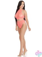 2 Piece Crochet Lace Halter Crop Top Strappy Back Detail and High Waist Thong Panties