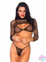 Industrial Net Bikini Top G String Panty 3-Piece Set by Leg Avenue