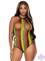 Rasta Net Snap Crotch Racer Back Bodysuit by Leg Avenue lingerie