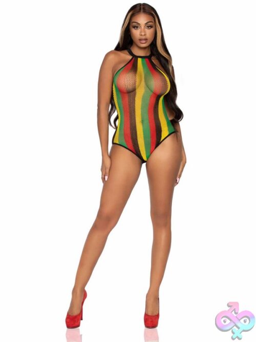 Rasta Net Snap Crotch Racer Back Bodysuit