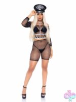 2 Piece Rhinestone Fishnet Long Sleeved Crop Top and Biker Shorts