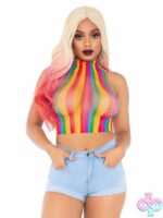 Net High Neck Crop Top Rainbow by Leg Avenue — sheer mesh lingerie