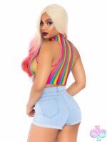 Rainbow Net High Neck Crop Top