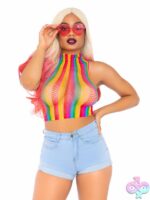 Rainbow Net High Neck Crop Top