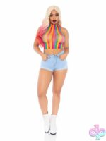 Rainbow Net High Neck Crop Top