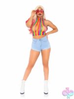 Rainbow Net High Neck Crop Top