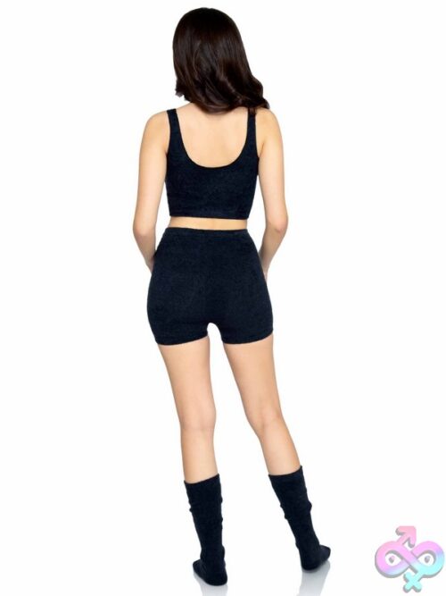 3 Piece Ultra Soft Cozy Knit Cropped Tank Boyshorts And Matching Knee Socks