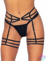 O Ring Multi Strap Rhinestone Garter Belt Detail by Leg Avenue